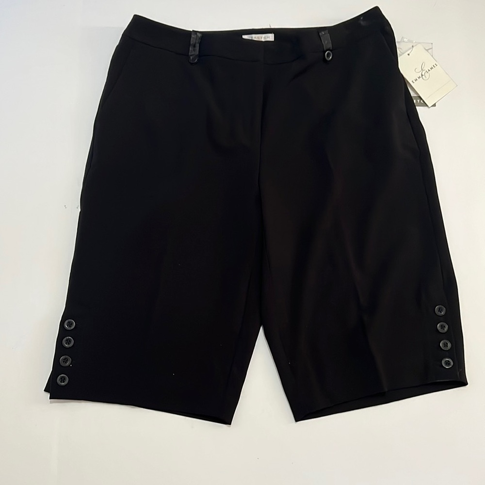 Emma James Women’s Stretch Bermuda Shorts   Black Dressy sz 12 NWT